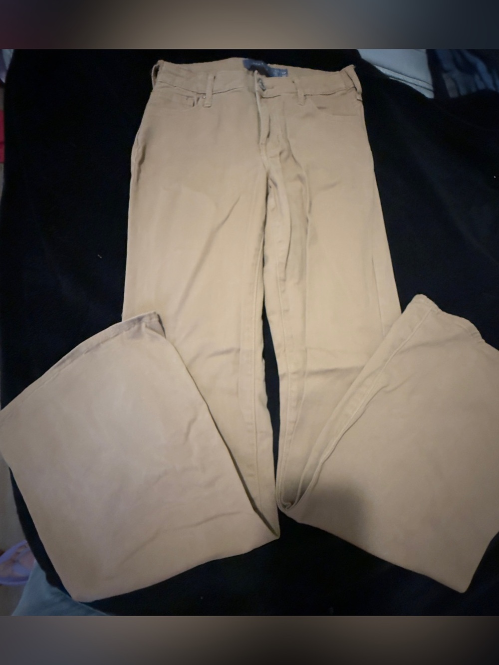Women's Wide Leg Flare Jeans in Tan